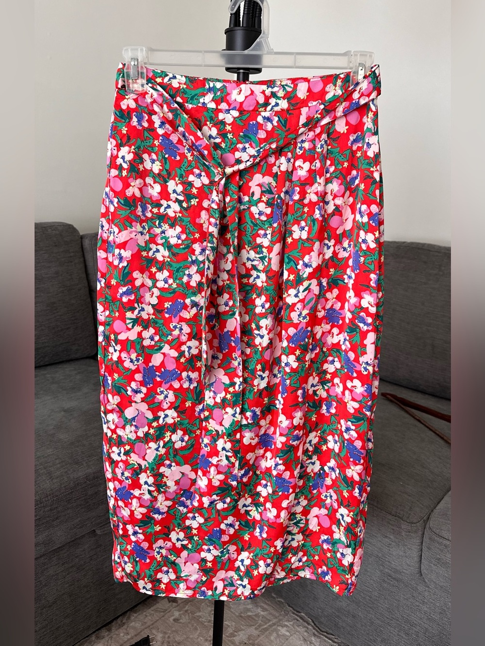 Kelly Renee Satin Floral Print Faux Wrap Midi Skirt – Size M - Picture 8 of 12